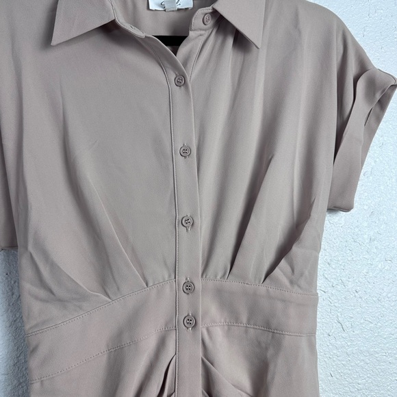 Gilli Taupe Button-Up Dress Size XS - Picture 4 of 7